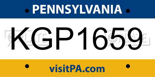 KGP1659 Pennsylvania License Plate