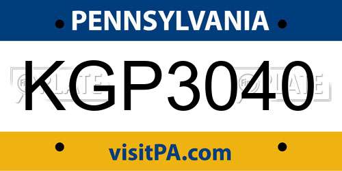 KGP3040 Pennsylvania License Plate