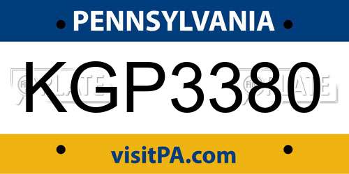 KGP3380 Pennsylvania License Plate