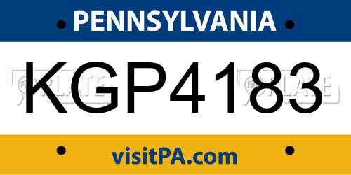 KGP4183 Pennsylvania License Plate