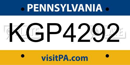 KGP4292 Pennsylvania License Plate