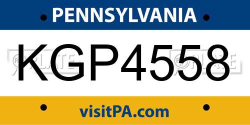 KGP4558 Pennsylvania License Plate