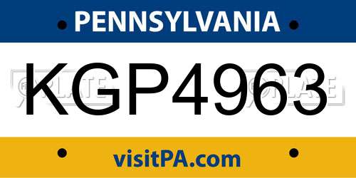 KGP4963 Pennsylvania License Plate