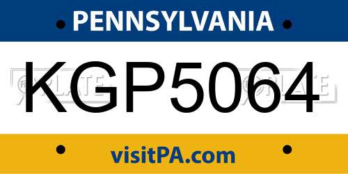 KGP5064 Pennsylvania License Plate