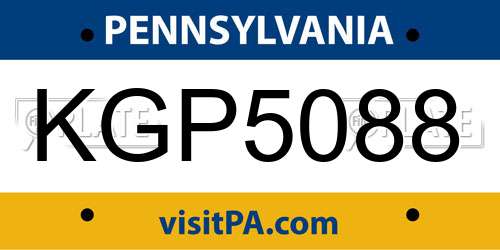 KGP5088 Pennsylvania License Plate
