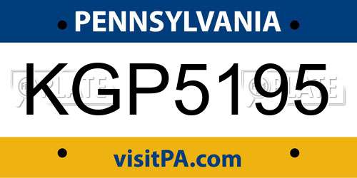 KGP5195 Pennsylvania License Plate