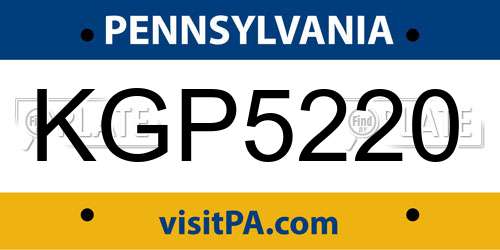 KGP5220 Pennsylvania License Plate