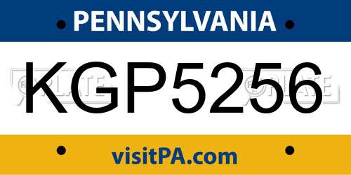 KGP5256 Pennsylvania License Plate
