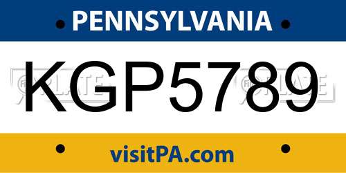 KGP5789 Pennsylvania License Plate