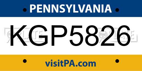 KGP5826 Pennsylvania License Plate