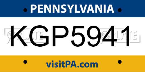 KGP5941 Pennsylvania License Plate