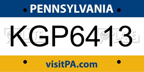 KGP6413 Pennsylvania License Plate