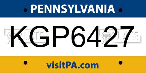 KGP6427 Pennsylvania License Plate