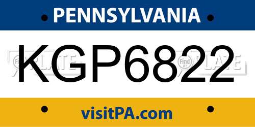 KGP6822 Pennsylvania License Plate