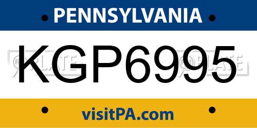 KGP6995 Pennsylvania License Plate