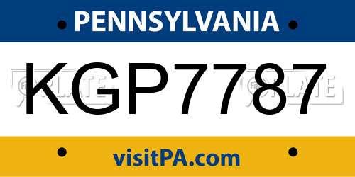 KGP7787 Pennsylvania License Plate