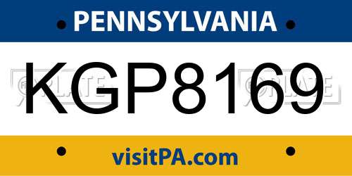 KGP8169 Pennsylvania License Plate