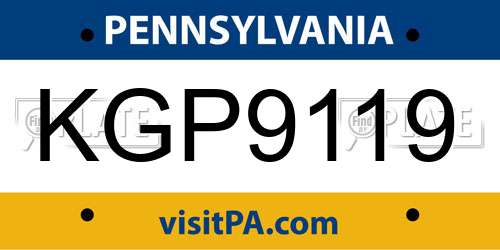 KGP9119 Pennsylvania License Plate
