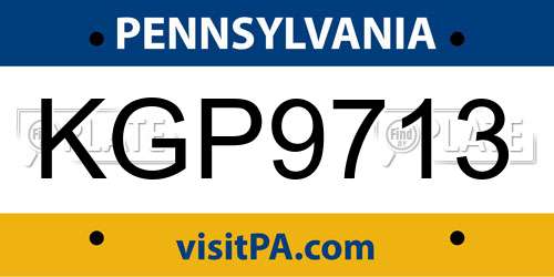 KGP9713 Pennsylvania License Plate