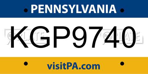 KGP9740 Pennsylvania License Plate
