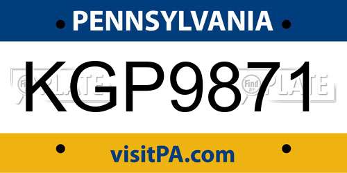KGP9871 Pennsylvania License Plate