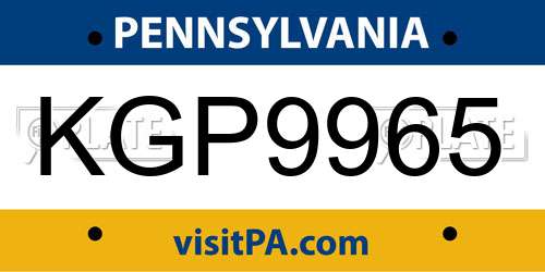 KGP9965 Pennsylvania License Plate