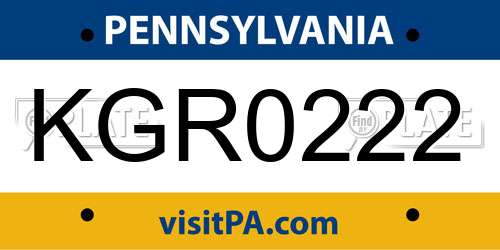 KGR0222 Pennsylvania License Plate