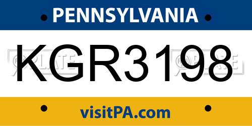 KGR3198 Pennsylvania License Plate