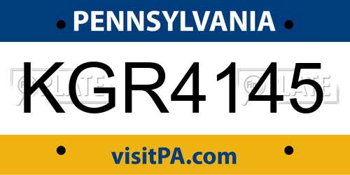 KGR4145 Pennsylvania License Plate