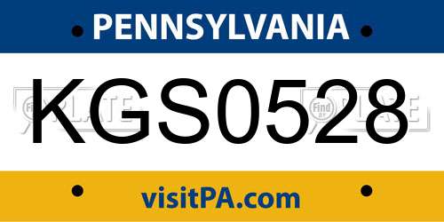 KGS0528 Pennsylvania License Plate