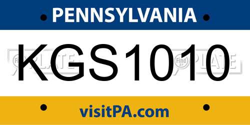KGS1010 Pennsylvania License Plate