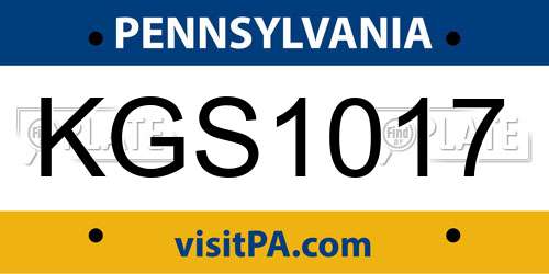 KGS1017 Pennsylvania License Plate