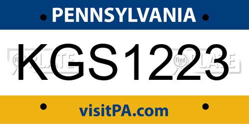 KGS1223 Pennsylvania License Plate