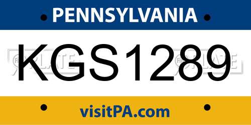 KGS1289 Pennsylvania License Plate