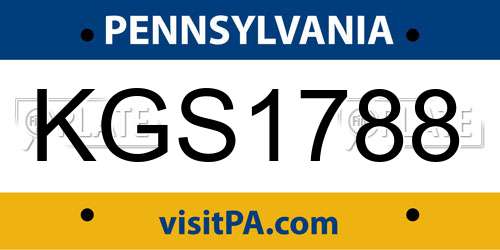 KGS1788 Pennsylvania License Plate