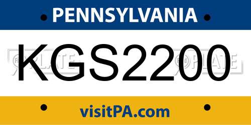 KGS2200 Pennsylvania License Plate