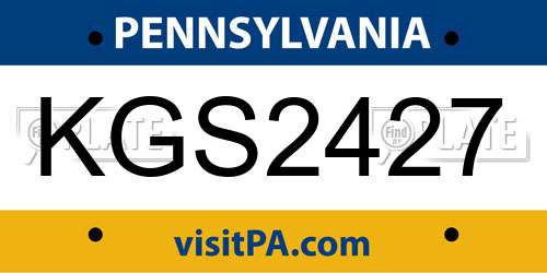 KGS2427 Pennsylvania License Plate