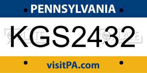KGS2432 Pennsylvania License Plate