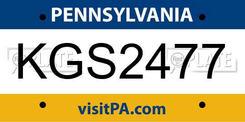 KGS2477 Pennsylvania License Plate