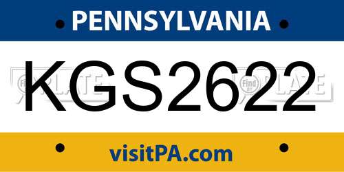 KGS2622 Pennsylvania License Plate