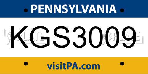 KGS3009 Pennsylvania License Plate