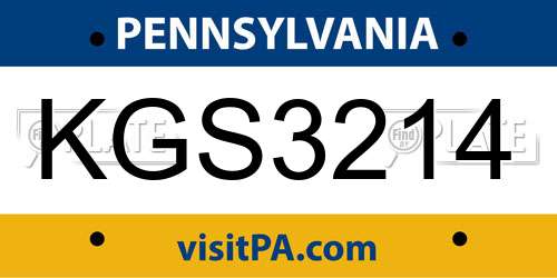 KGS3214 Pennsylvania License Plate