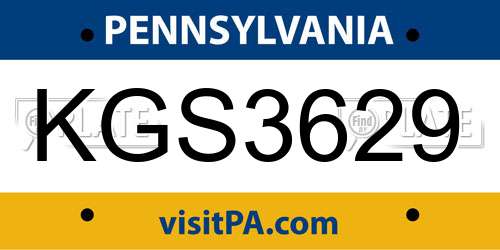 KGS3629 Pennsylvania License Plate