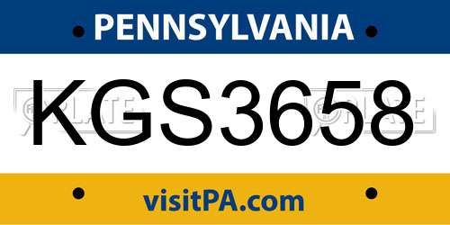 KGS3658 Pennsylvania License Plate