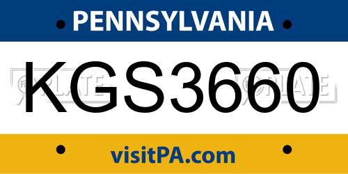 KGS3660 Pennsylvania License Plate