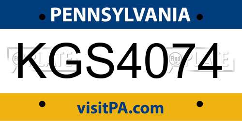 KGS4074 Pennsylvania License Plate
