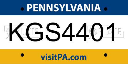 KGS4401 Pennsylvania License Plate