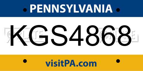 KGS4868 Pennsylvania License Plate