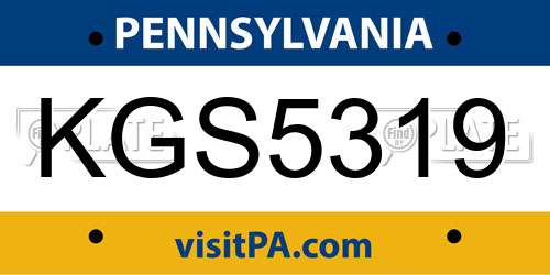 KGS5319 Pennsylvania License Plate