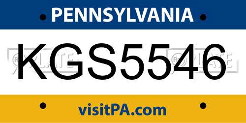 KGS5546 Pennsylvania License Plate